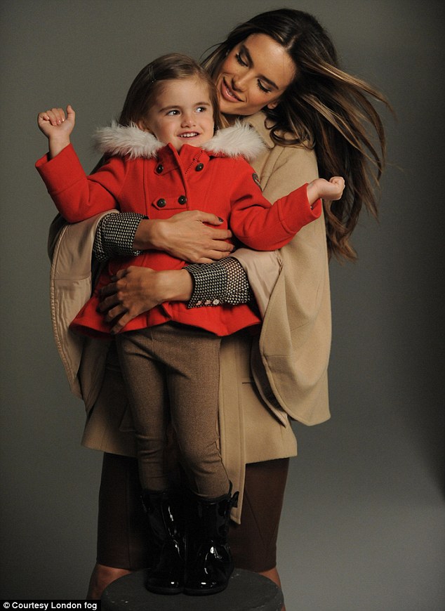 Campaign for clothing brand London Fog with Alessandra Ambrossio and her daughter Anja