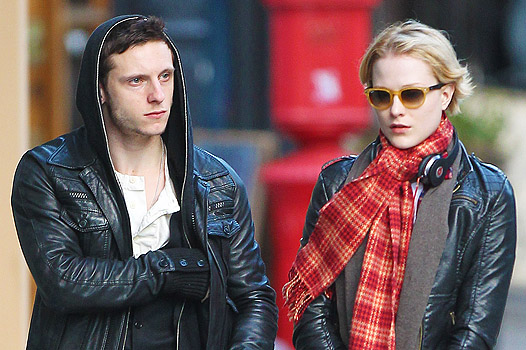 Rachel Evan Wood and fiance Jamie Bell walk around NYC