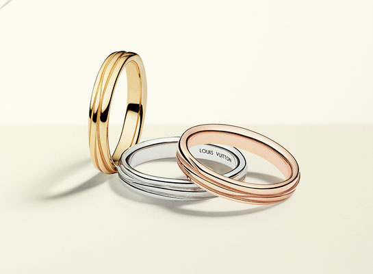 The Epi rings by Louis Vuitton in three different golds