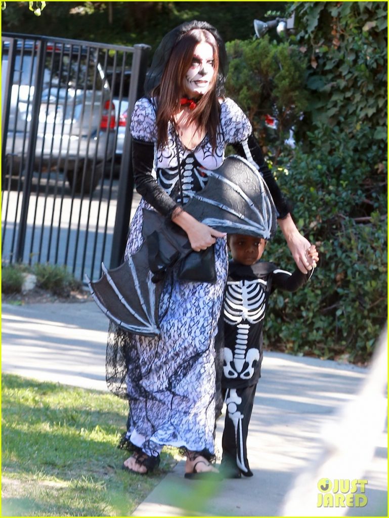 Sandra Bullock Shows Off Her Ghoulish Figure at Halloween Party with Louis