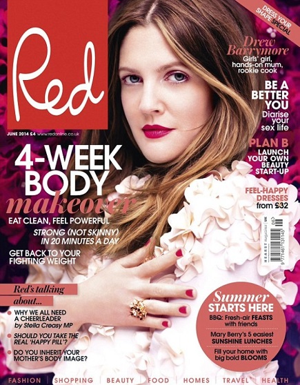 Drew Barrymore in Red Magazine june 2014